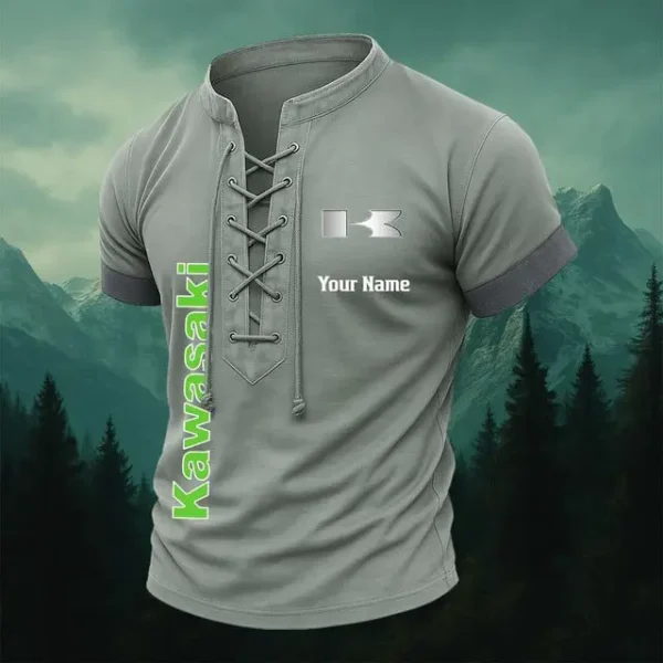 Kawasaki Retro Summer Men's Tops Casual Short Sleeve