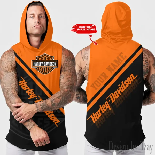 Harley Davidson Men Workout Hooded Tank Top VDHTT009