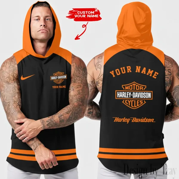 Harley Davidson Men Workout Hooded Tank Top VDHTT010