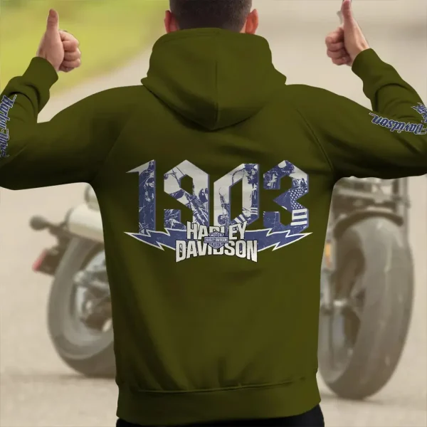 Harley Davidson New Collection Personalized Multi-Pockets Zip Hoodie - Image 3