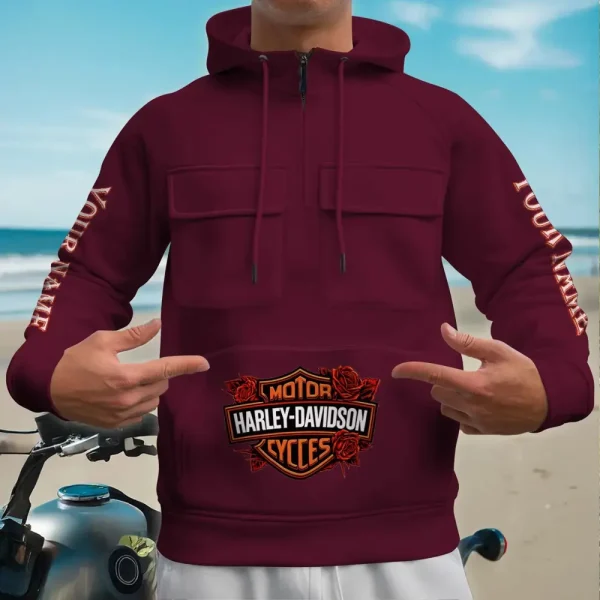 Harley Davidson New Collection Personalized Multi-Pockets Zip Hoodie - Image 3