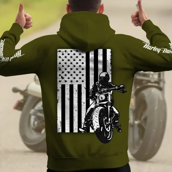 Harley Davidson New Collection Personalized Multi-Pockets Zip Hoodie - Image 4