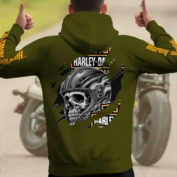 Harley Davidson New Collection Personalized Multi-Pockets Zip Hoodie - Image 2