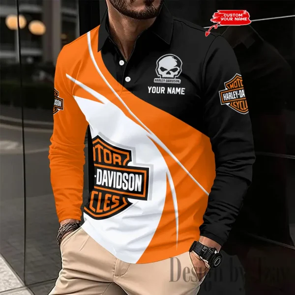 Harley Davidson Long Sleeve Polo Shirt New Design 2025 VDLSPS409 - Image 2
