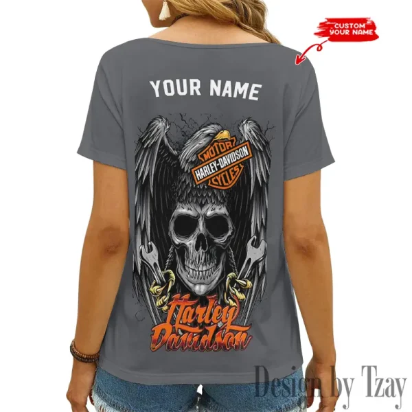 Harley Davidson Women's Swinging V-Neck Short Sleeve CBSWSVS020 - Image 2
