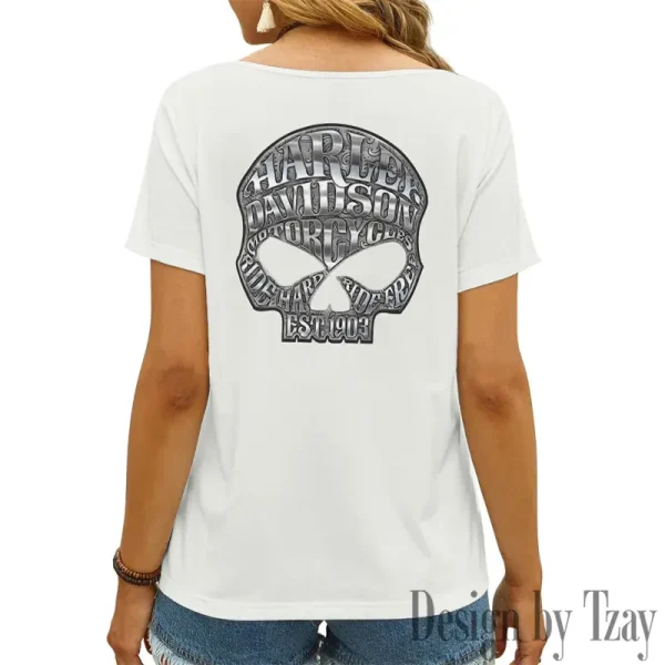 Harley Davidson Women's Swinging V-Neck Short Sleeve CBSWSVS022 - Image 2