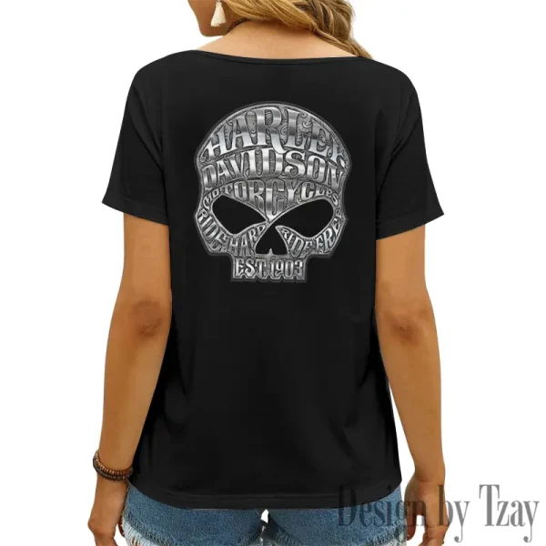 Harley Davidson Women's Swinging V-Neck Short Sleeve CBSWSVS023 - Image 2