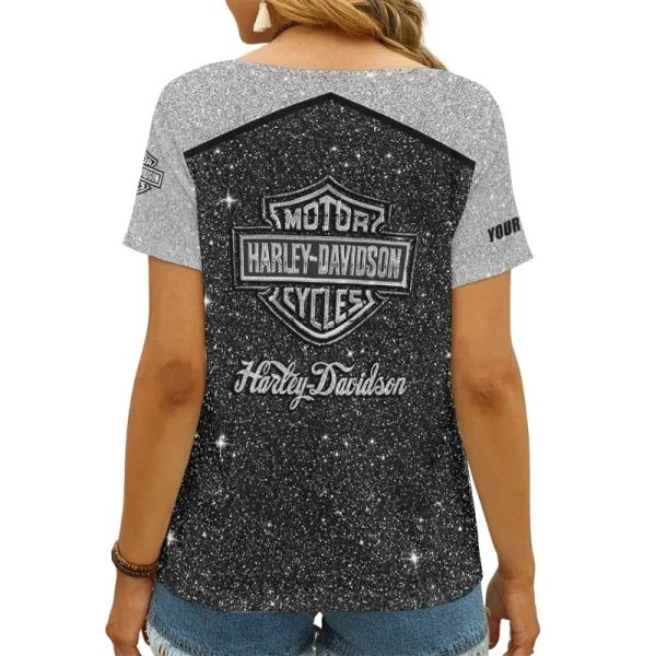 Harley Davidson Women's Swinging V-Neck Short Sleeve CBSWSVS024 - Image 2