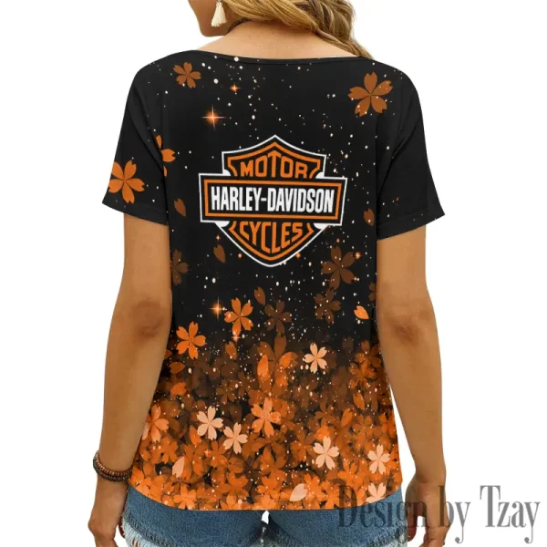 Harley Davidson Women's Swinging V-Neck Short Sleeve CBSWSVS028 - Image 2
