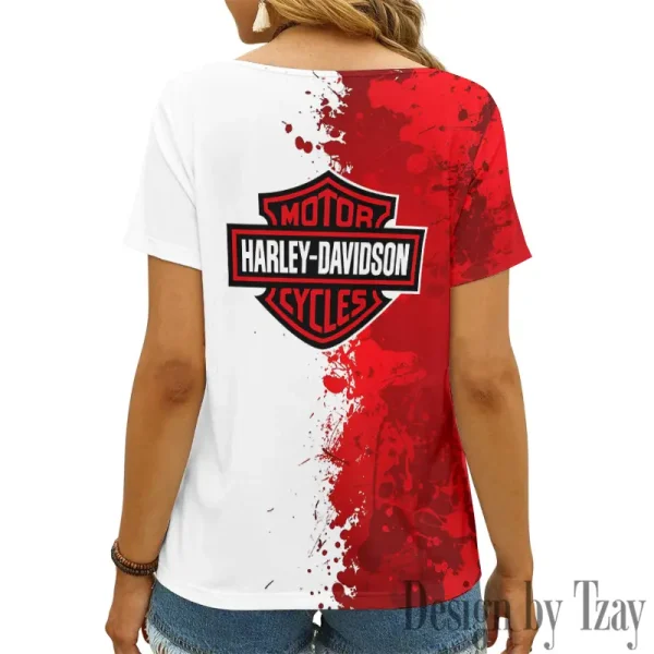 Harley Davidson Women's Swinging V-Neck Short Sleeve CBSWSVS030 - Image 2