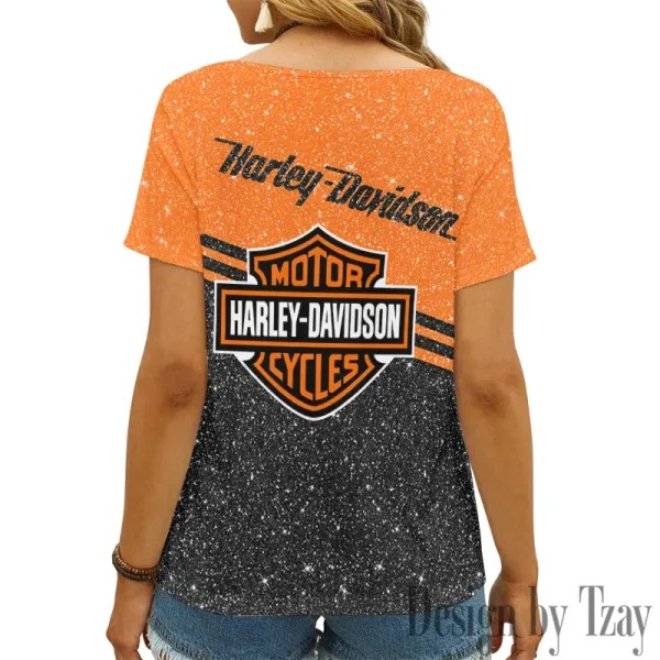 Harley Davidson Women's Swinging V-Neck Short Sleeve CBSWSVS031 - Image 2