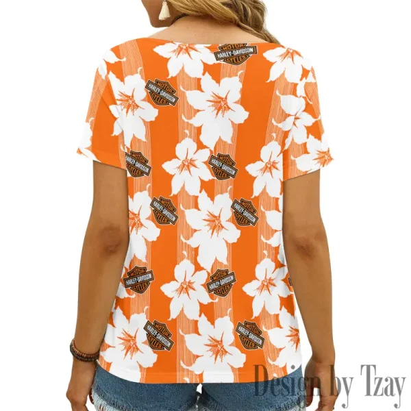 Harley Davidson Women's Swinging V-Neck Short Sleeve CBSWSVS032 - Image 2