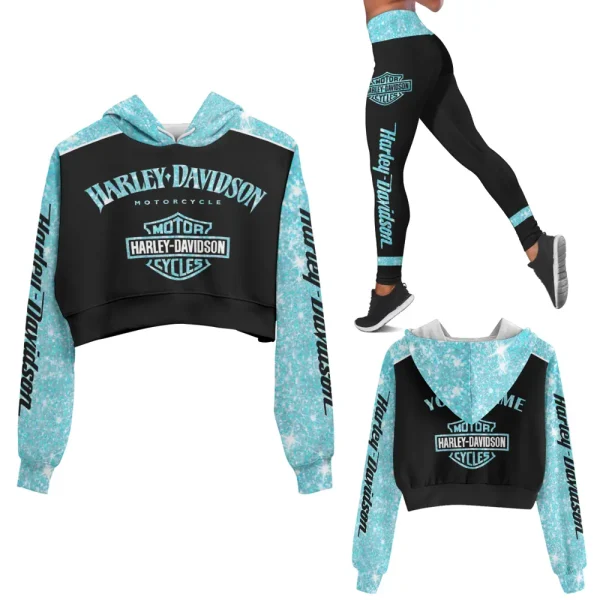 Harley Davidson Long Sleeve Croptop Hoodie And Leggings VDCRTHD058