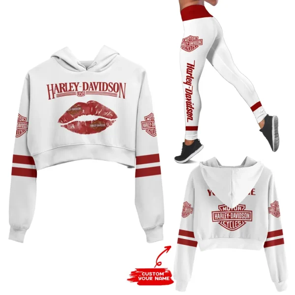 Harley Davidson Long Sleeve Croptop Hoodie And Leggings VDCRTHD059