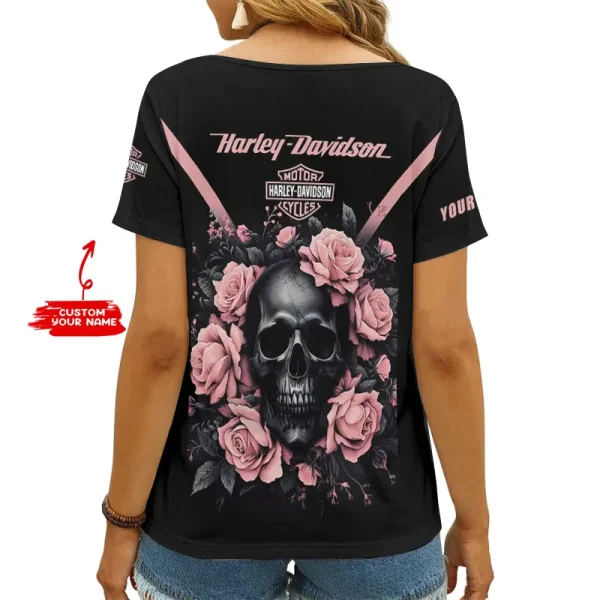 Harley Davidson Women's Swinging V-Neck Short Sleeve CBSWSVS046 - Image 2