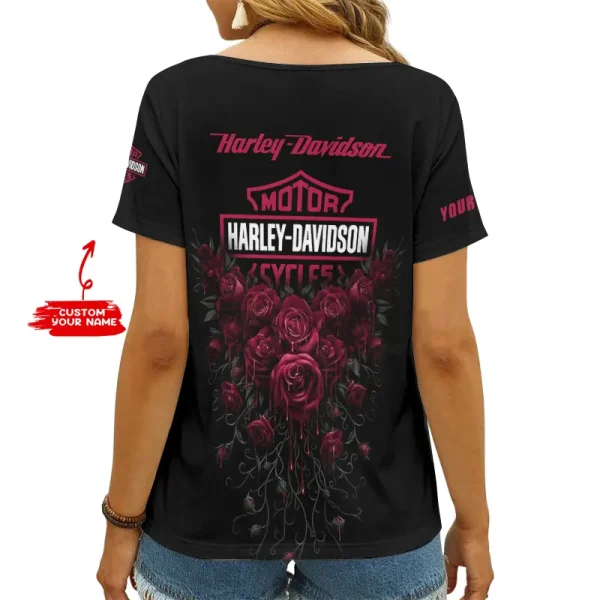 Harley Davidson Women's Swinging V-Neck Short Sleeve CBSWSVS047 - Image 2