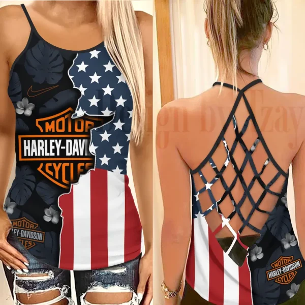 Harley Davidson Cross Open Back Camisole Tank Top New 2025 VDCTT159