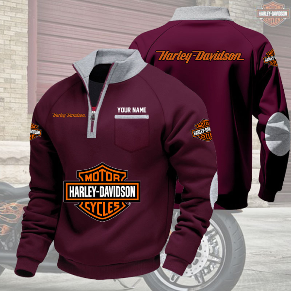 Harley Davidson Quarter-Zip Pullover Sweatshirt NBSLPC29961