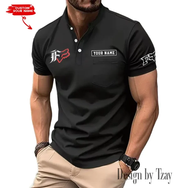 Fox Racing Men's T-shirt Summer Quality Henley Collar Design 2025 CBSMMHS006