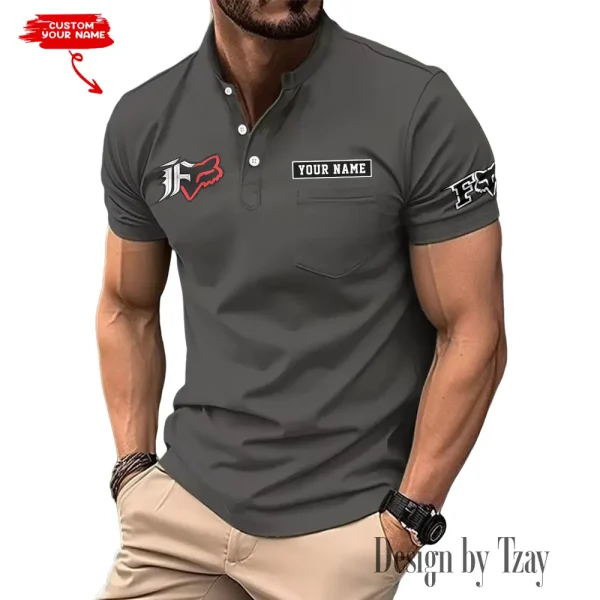 Fox Racing Men's T-shirt Summer Quality Henley Collar Design 2025 CBSMMHS006
