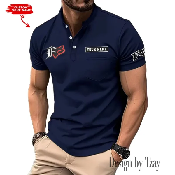 Fox Racing Men's T-shirt Summer Quality Henley Collar Design 2025 CBSMMHS006