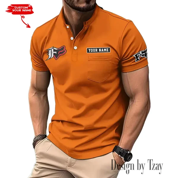 Fox Racing Men's T-shirt Summer Quality Henley Collar Design 2025 CBSMMHS006