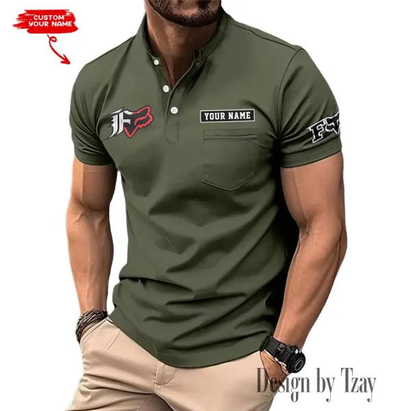 Fox Racing Men's T-shirt Summer Quality Henley Collar Design 2025 CBSMMHS006
