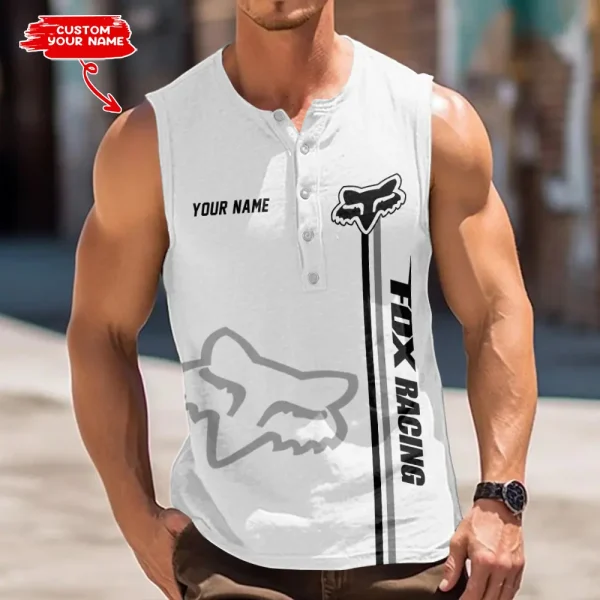 Fox Racing Button Tank Tops Sleeveless Summer Shirt VDBTSSS043