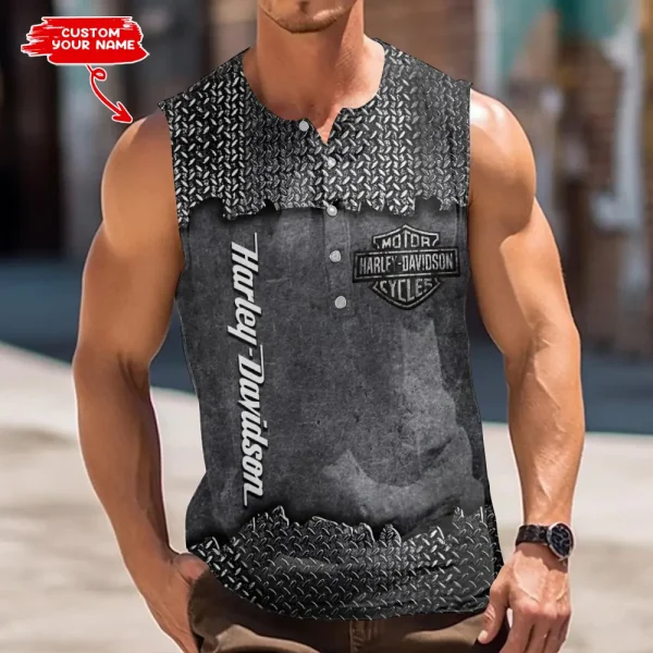 Harley Davidson Button Tank Tops Sleeveless Summer Shirt VDBTSSS044
