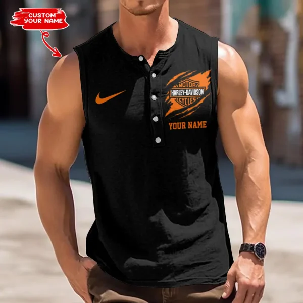 Harley Davidson Button Tank Tops Sleeveless Summer Shirt VDBTSSS045