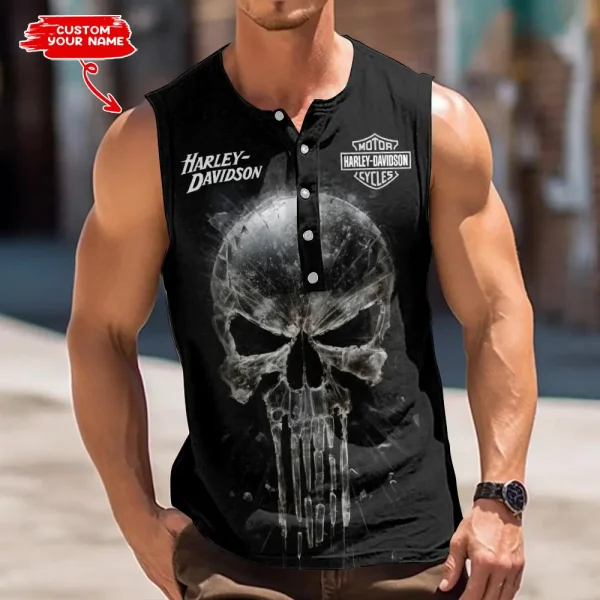 Harley Davidson Button Tank Tops Sleeveless Summer Shirt VDBTSSS046