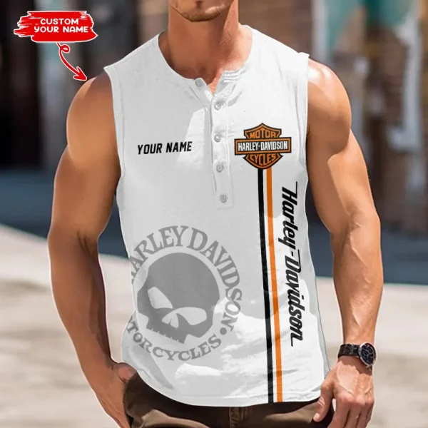 Harley Davidson Button Tank Tops Sleeveless Summer Shirt VDBTSSS048