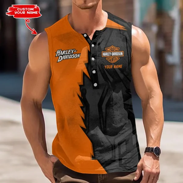 Harley Davidson Button Tank Tops Sleeveless Summer Shirt VDBTSSS049