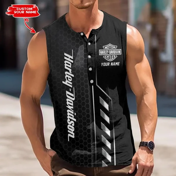 Harley Davidson Button Tank Tops Sleeveless Summer Shirt VDBTSSS050