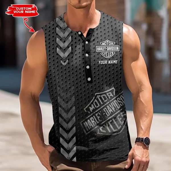 Harley Davidson Button Tank Tops Sleeveless Summer Shirt VDBTSSS051