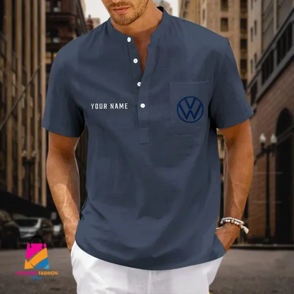 Volkswagen Men's Cotton Linen Short Sleeves Shirts CBSMCLS011 - Image 3