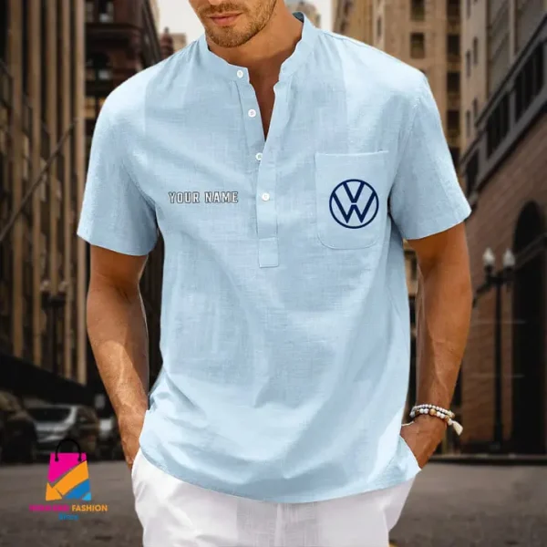 Volkswagen Men's Cotton Linen Short Sleeves Shirts CBSMCLS011 - Image 5