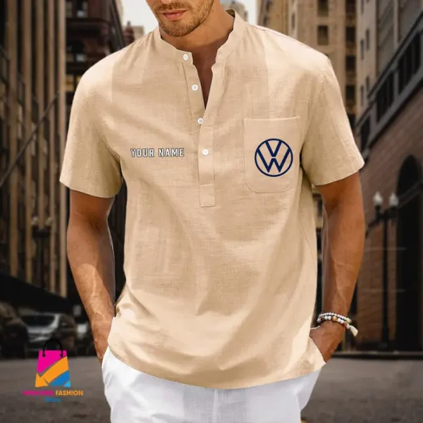 Volkswagen Men's Cotton Linen Short Sleeves Shirts CBSMCLS011 - Image 6