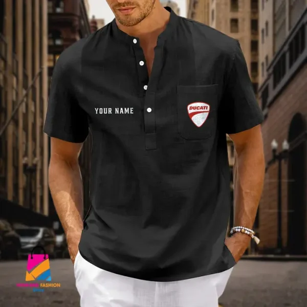 Ducati Men's Cotton Linen Short Sleeves Shirts CBSMCLS036