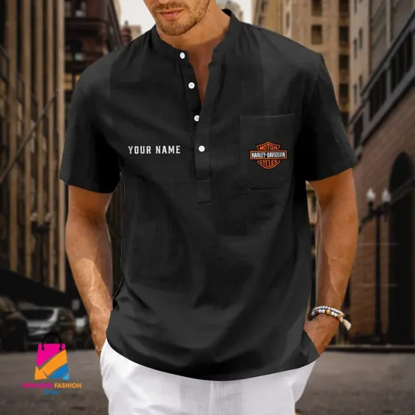 Harley-Davidson Men's Cotton Linen Short Sleeves Shirts CBSMCLS062 - Image 2