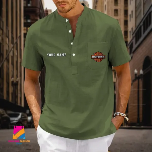 Harley-Davidson Men's Cotton Linen Short Sleeves Shirts CBSMCLS062 - Image 5