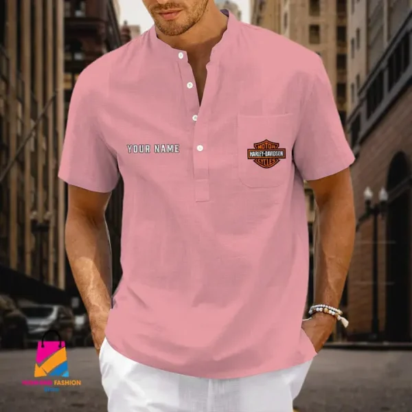 Harley-Davidson Men's Cotton Linen Short Sleeves Shirts CBSMCLS062 - Image 8