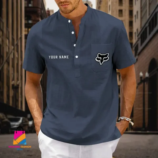 Fox Racing Men's Cotton Linen Short Sleeves Shirts CBSMCLS067 - Image 2