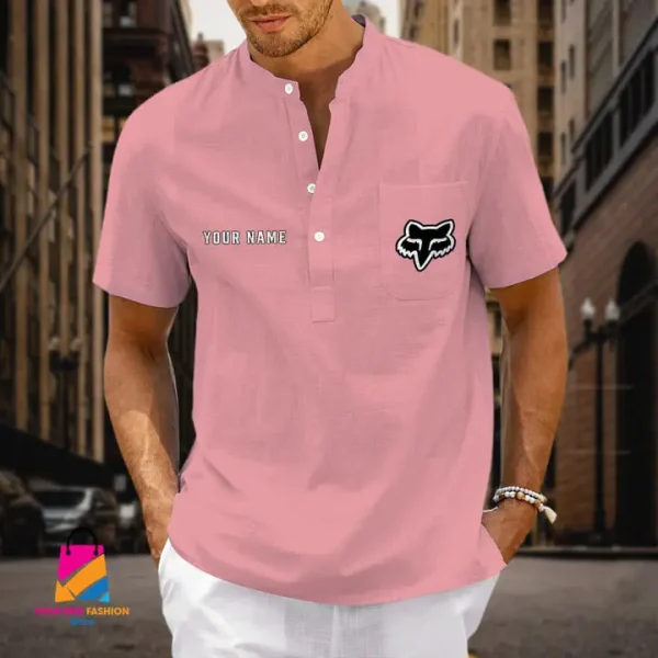 Fox Racing Men's Cotton Linen Short Sleeves Shirts CBSMCLS067 - Image 7