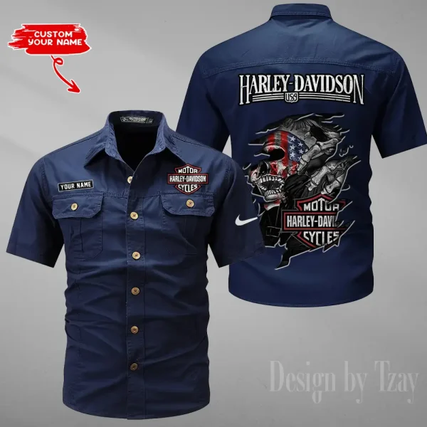 Harley Davidson Military Cargo Cotton Shirts New 2025 CSBCCS009 - Image 3