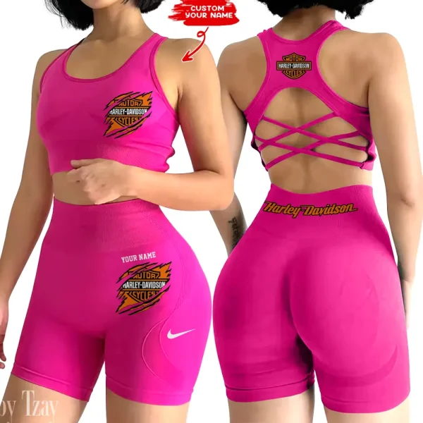 Harley Davidson 2-PCS Seamless Women Yoga Set Workout Sportwear style 2025 CSB2PWSYS002 - Image 3