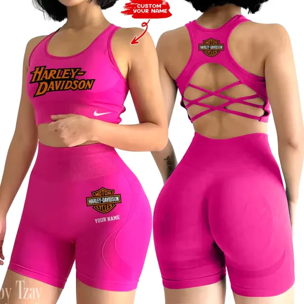 Harley Davidson 2-PCS Seamless Women Yoga Set Workout Sportwear style 2025 CSB2PWSYS004 - Image 4