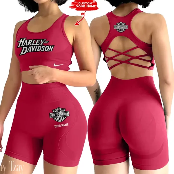 Harley Davidson 2-PCS Seamless Women Yoga Set Workout Sportwear style 2025 CSB2PWSYS006 - Image 3