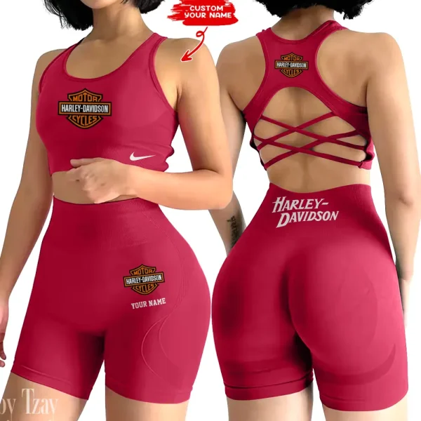 Harley Davidson 2-PCS Seamless Women Yoga Set Workout Sportwear style 2025 CSB2PWSYS008 - Image 3
