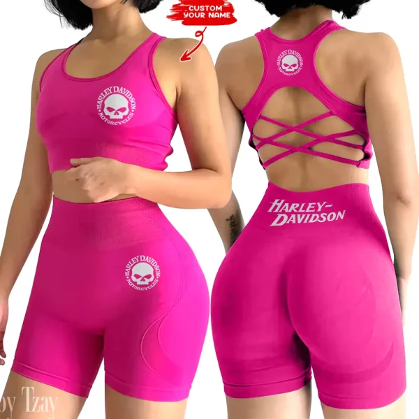 Harley Davidson 2-PCS Seamless Women Yoga Set Workout Sportwear style 2025 CSB2PWSYS009 - Image 3
